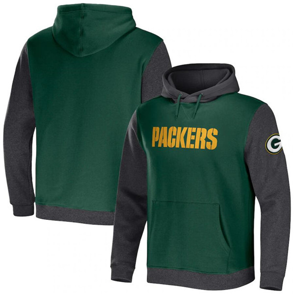 Green Bay Packers x Darius Rucker Collection Green/Heather Charcoal Colorblock Pullover Hoodie